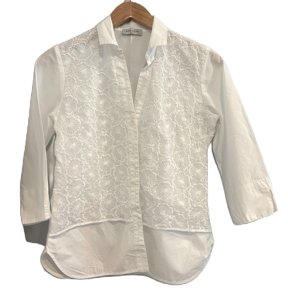 Rosso35 White Cotton Lace Overlay Top Size Small Made In Italy